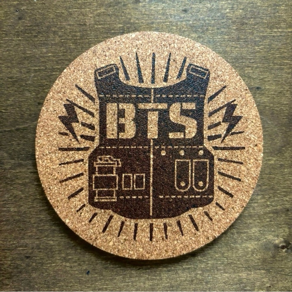 BTS Logo Laser Engraved Cork Coaster #4